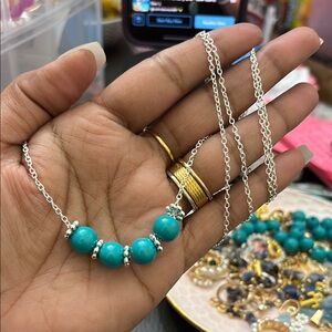Silver and Turquoise Beaded Necklace